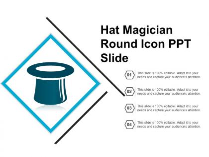 Hat magician round icon ppt slide