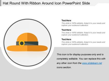 Hat round with ribbon around icon powerpoint slide