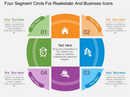 Hb four segment circle for realestate and business icons flat powerpoint design