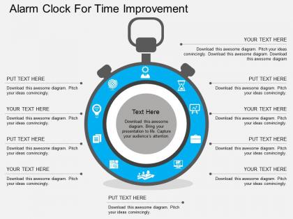 Hc alarm clock for time improvement flat powerpoint design