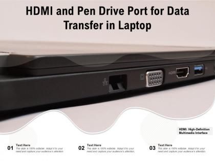 Hdmi and pen drive port for data transfer in laptop