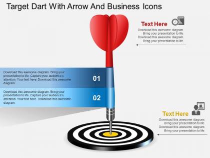 He target dart with arrow and business icons powerpoint template