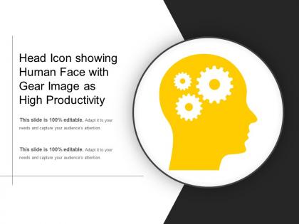 Head icon showing human face with gear image as high productivity