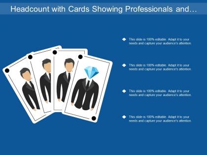 Headcount with cards showing professionals and diamonds