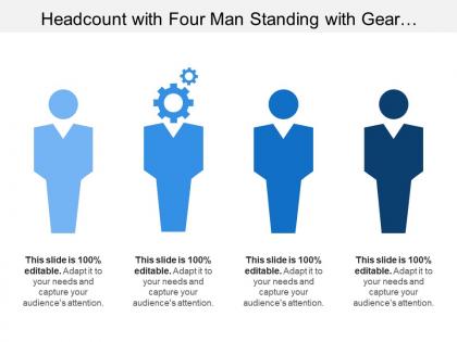 Headcount with four man standing with gear symbol too