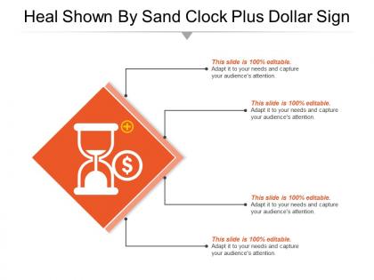 Heal shown by sand clock plus dollar sign