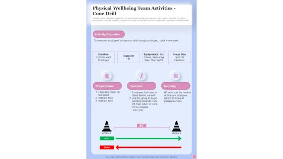 Health And Fitness Playbook Physical Wellbeing Team Activities Cone One Pager Sample Example Document
