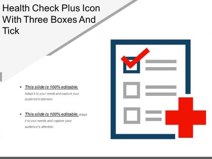 Health check plus icon with three boxes and tick