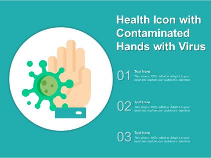 Health icon with contaminated hands with virus