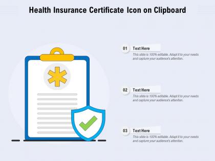 Health insurance certificate icon on clipboard