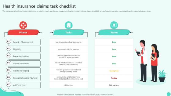 Health Insurance Claims Task Checklist