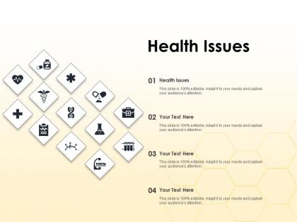 Health issues ppt powerpoint presentation file icons
