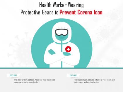 Health worker wearing protective gears to prevent corona icon