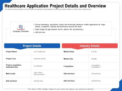 Healthcare application project details and overview details ppt templates