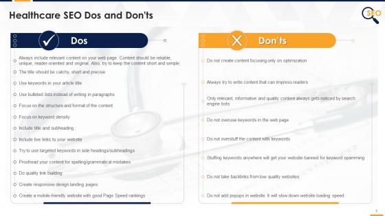 Healthcare SEO Dos And Donts Edu Ppt