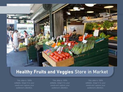 Healthy fruits and veggies store in market