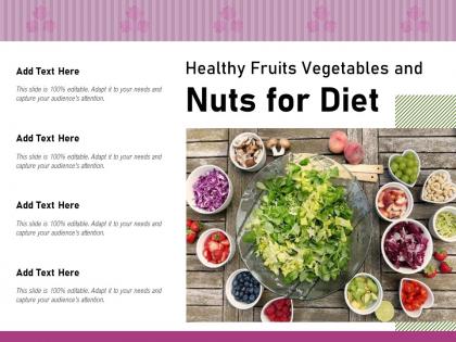 Healthy fruits vegetables and nuts for diet