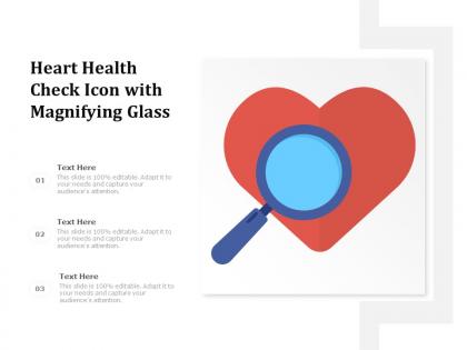 Heart health check icon with magnifying glass