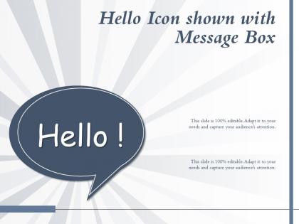 Hello icon shown with message box