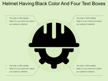 Helmet having black color and four text boxes