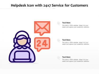 Helpdesk icon with 24x7 service for customers
