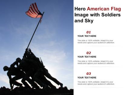 Hero american flag image with soldiers and sky