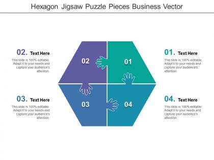Hexagon jigsaw puzzle pieces business vector