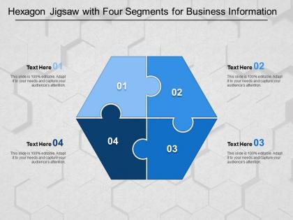 Hexagon jigsaw with four segments for business information