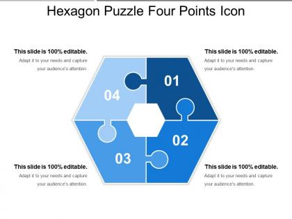 Hexagon puzzle four points icon