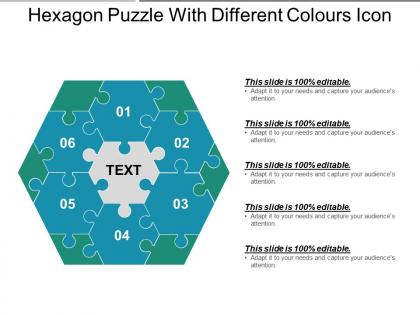 Hexagon puzzle with different colours icon