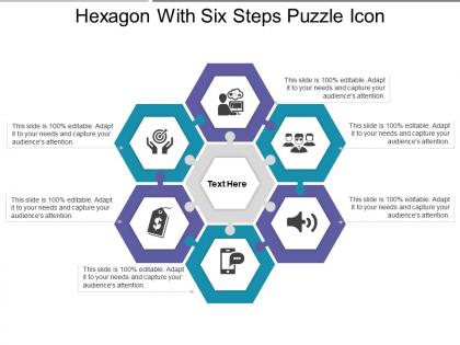 Hexagon with six steps puzzle icon