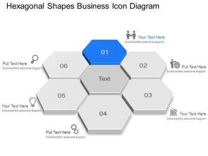 Hexagonal shapes business icon diagram powerpoint template slide