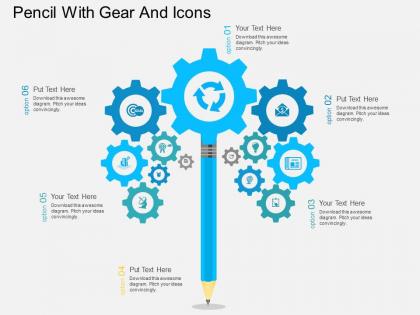 Hg pencil with gear and icons flat powerpoint design