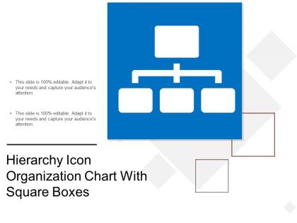 Hierarchy icon organization chart with square boxes