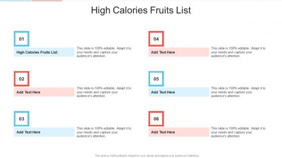 High Calories Fruits List In Powerpoint And Google Slides Cpb