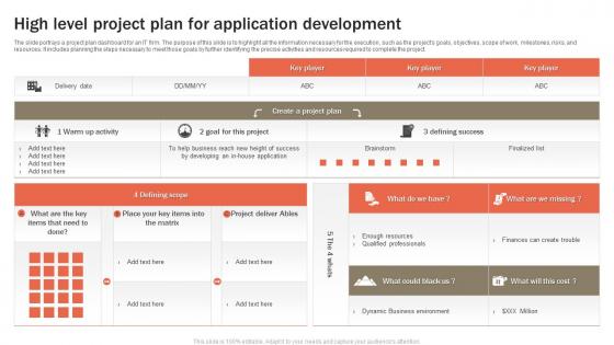 High Level Project Plan For Application Development