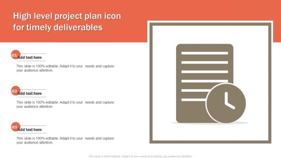 High Level Project Plan Icon For Timely Deliverables
