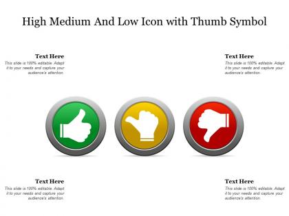 High medium and low icon with thumb symbol