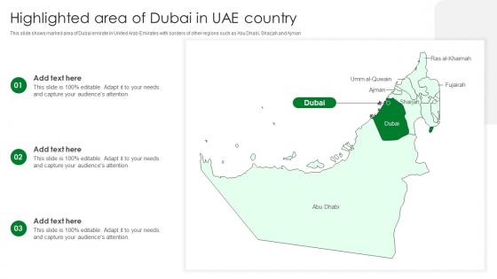 Highlighted Area Of Dubai In UAE Country