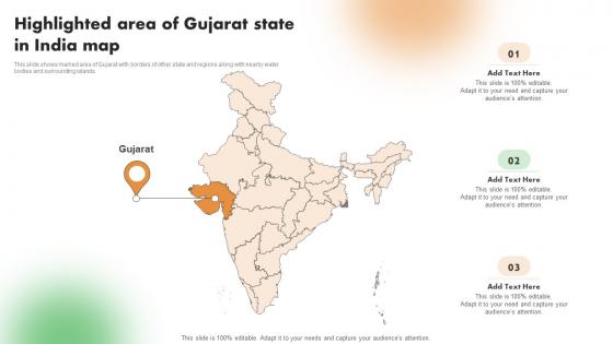 Highlighted Area Of Gujarat State In India Map