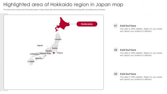 Highlighted Area Of Hokkaido Region In Japan Map