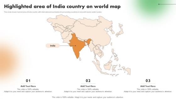 Highlighted Area Of India Country On World Map
