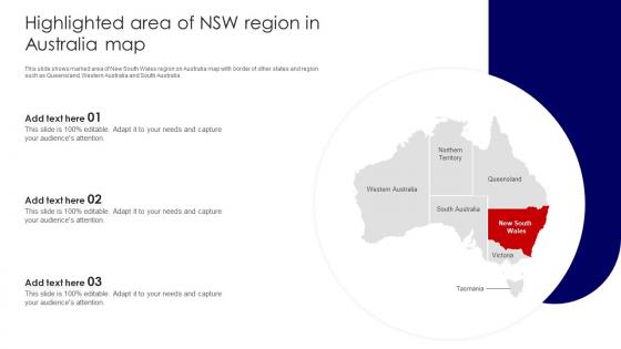 Highlighted Area Of NSW Region In Australia Map