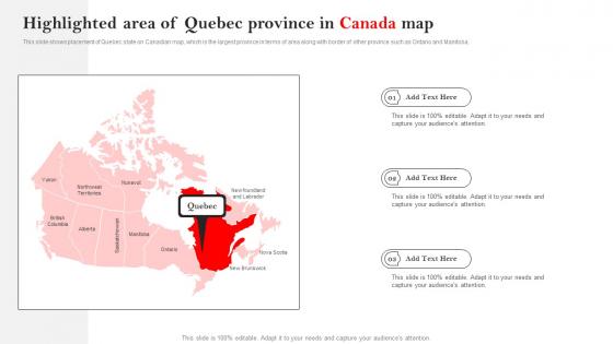 Highlighted Area Of Quebec Province In Canada Map