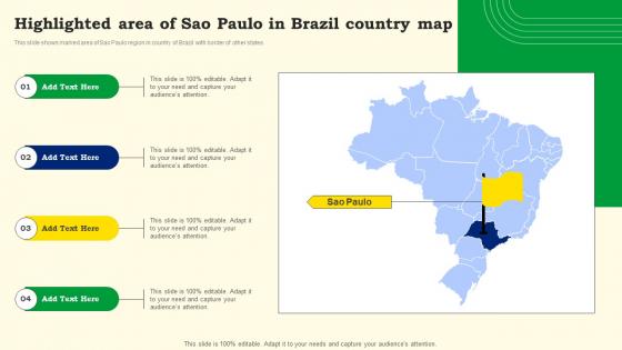 Highlighted Area Of Sao Paulo In Brazil Country Map