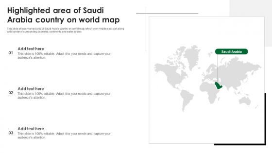 Highlighted Area Of Saudi Arabia Country On World Map