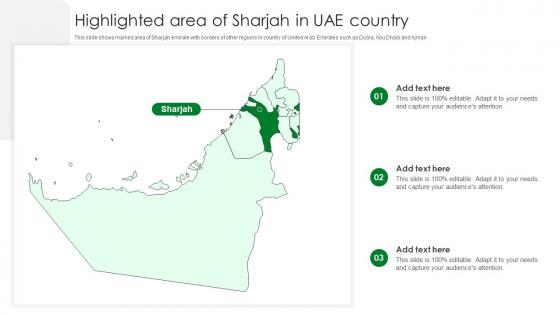 Highlighted Area Of Sharjah In UAE Country