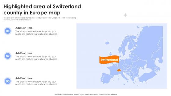 Highlighted Area Of Switzerland Country In Europe Map