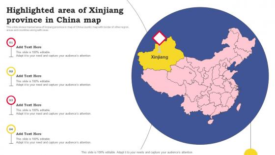Highlighted Area Of Xinjiang Province In China Map