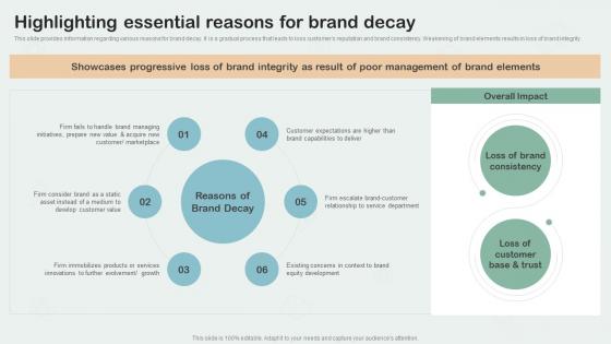 Highlighting Essential Reasons For Brand Decay Key Aspects Of Brand Management